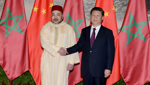 Le Roi Mohammed VI et le Président de la République populaire de Chine, Xi Jinping lors de la Visite Royale à Pékin, en mai 2016.