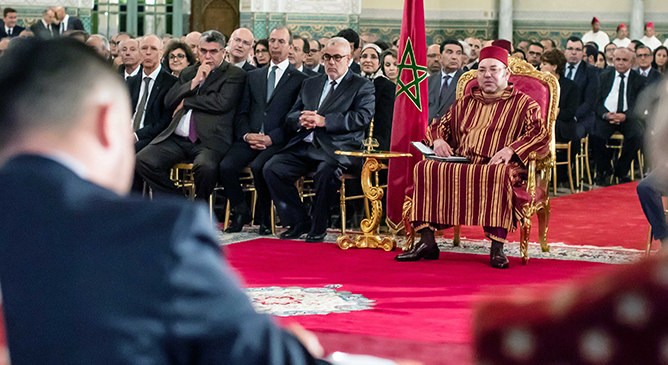 Le Roi Mohammed VI présidant la cérémonie de lancement du nouveau plan de réforme de l'Investissement.