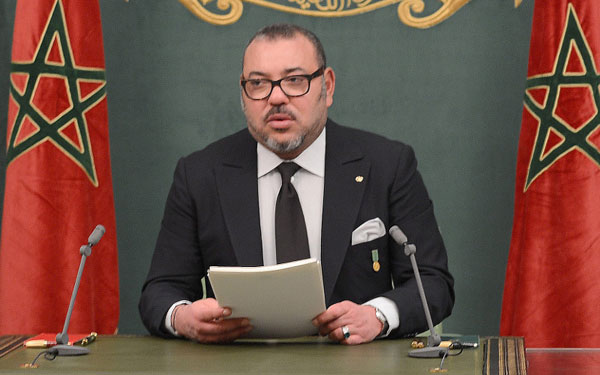 (Ph. Archives) Le Roi Mohammed VI prononçant, le 6 novembre 2016, le discours du 41e anniversaire de la marche verte depuis Dakar.