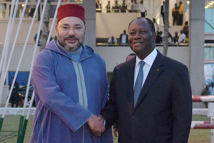Le Roi Mohammed VI et le Président ivoirien Alassane Dramane Ouattara.