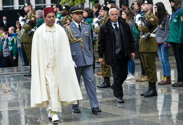 Morocco's Prince Moulay Rachid Hassan (L) arrives for the funeral ceremony of Jean d'Aviano, Grand Duke of Luxembourg, on May 4, 2019, in Luxembourg City. - The Grand Duke of Luxembourg died on April 23, 2019 aged 98. (Photo by JOHN THYS / Belga / AFP) / Belgium OUT (Photo credit should read JOHN THYS/AFP/Getty Images)