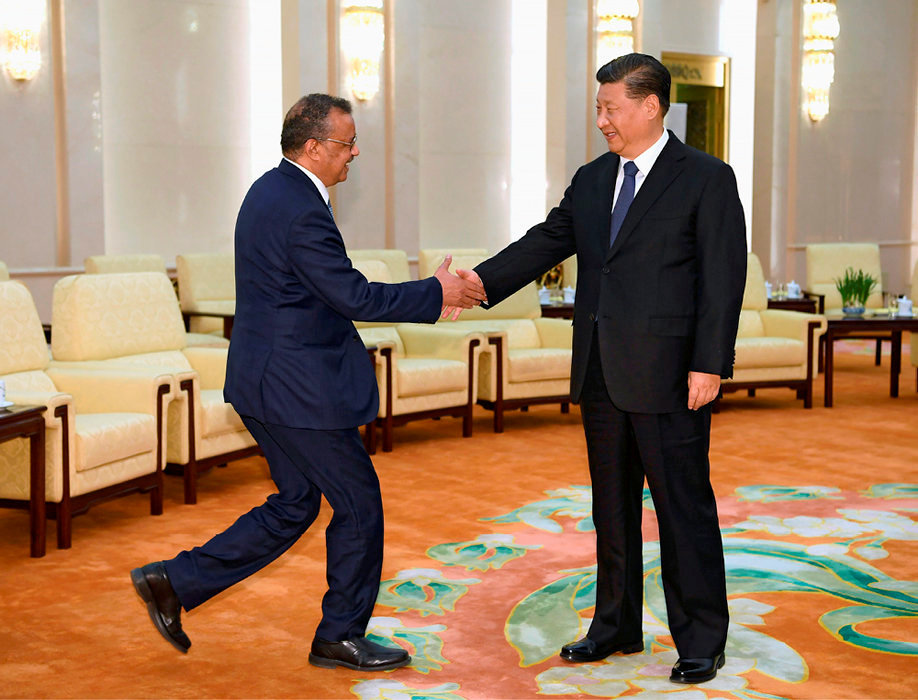 Tedros Adhanom Gebreyesus chez le président chinois, Xi Jinping
