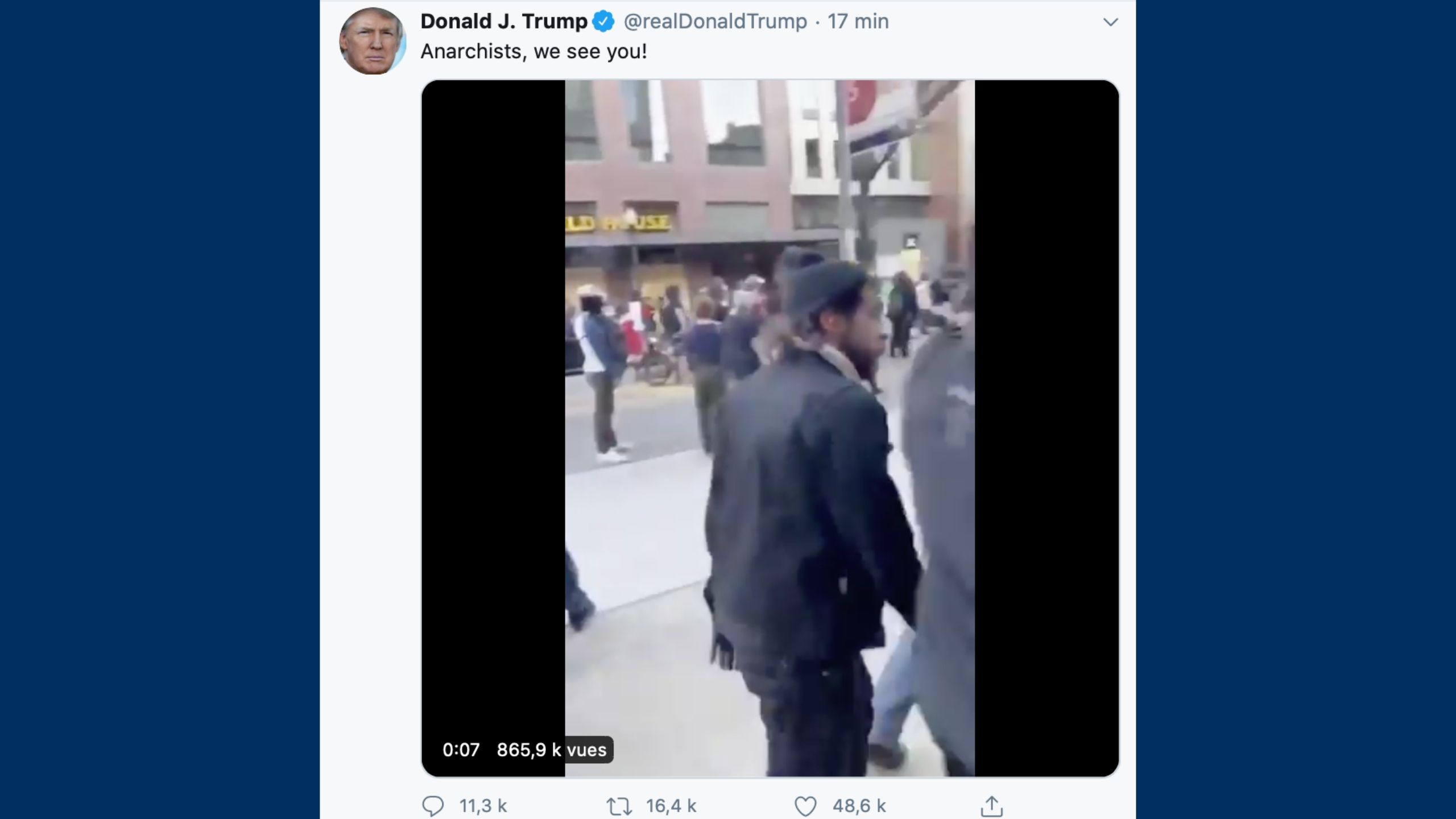 Nouveau tweet explosif de Donald Trump
