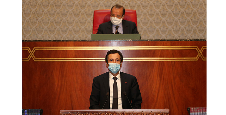 Mohamed Benchaâboun, ministre de l'Economie, des Finances et de la Réforme de l'administration lors de son grand oral devant les députés.  