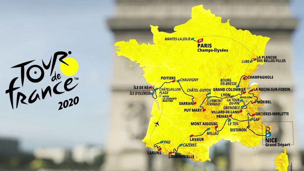 Carte du Tour de France 2020. 