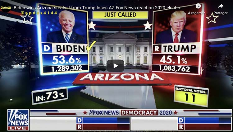Fox News annonu00e7ant, la premiu00e8re, la victoire de Biden dans l'Arizona.