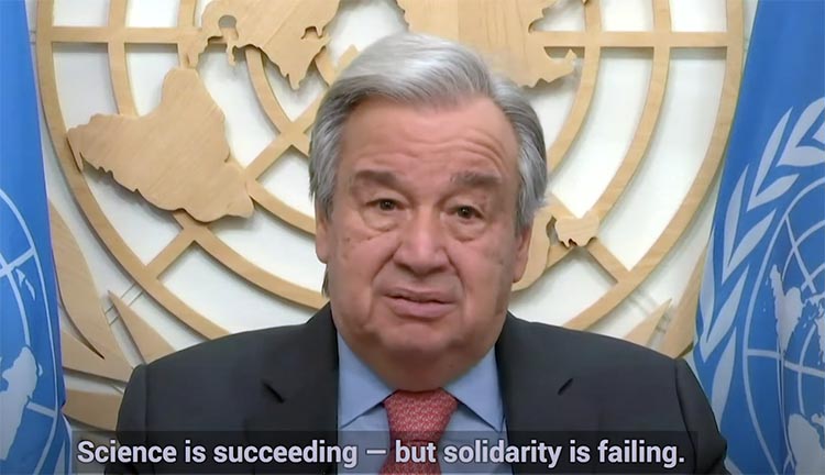 La colu00e8re se lit sur le visage du SG de l'ONU, Antonio Guterres.