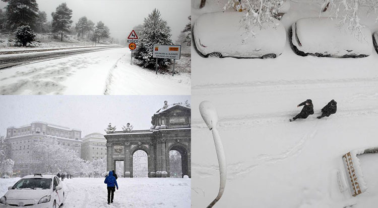 La neige a drapu00e9 de blanc de nombreuses ru00e9gions espagnoles. 